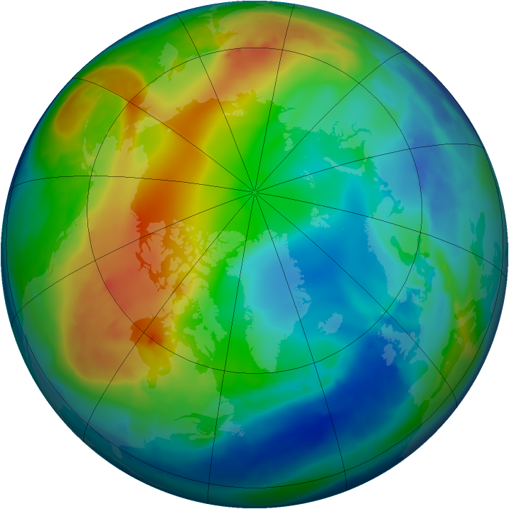 Arctic ozone map for 03 December 2008
